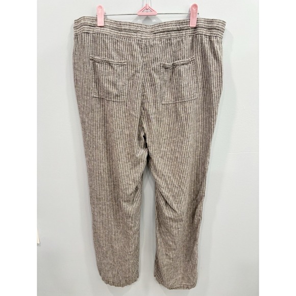 Ellen Tracy Lagenlook Wide Leg Pants Large Linen Blend Elastic Waist Minimalist - Picture 2 of 8